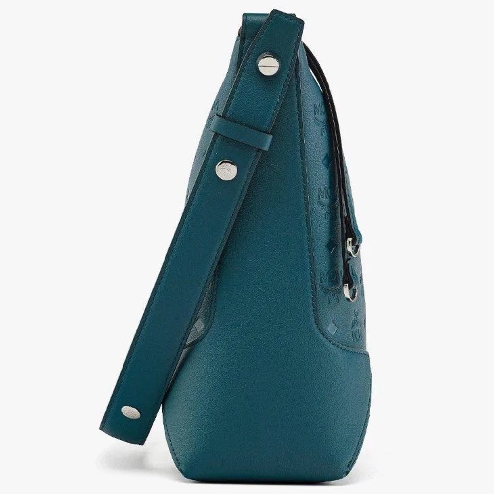Mcm Aren Hobo in Monogram Leather Deep Teal Monogram Leather NWT - Picture 6 of 11